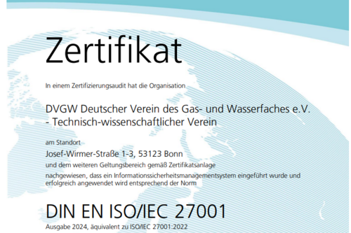 Zertifikat DIN EN ISO/IEC 27001